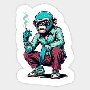 Retro Rebel: 70s Fashion smoking monkey in Shades Sticker